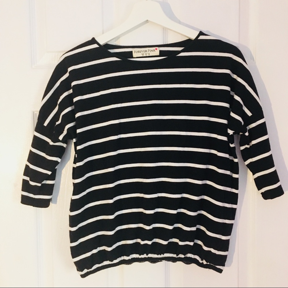 Forever Pink Striped 3/4 Sleeve Top